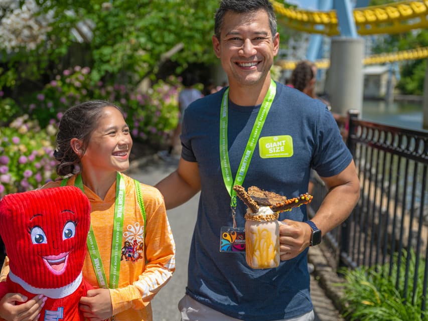 season pass father daughter walking
